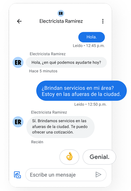 Captura de un chat en la que el dueño del comercio está hablando con un prospecto